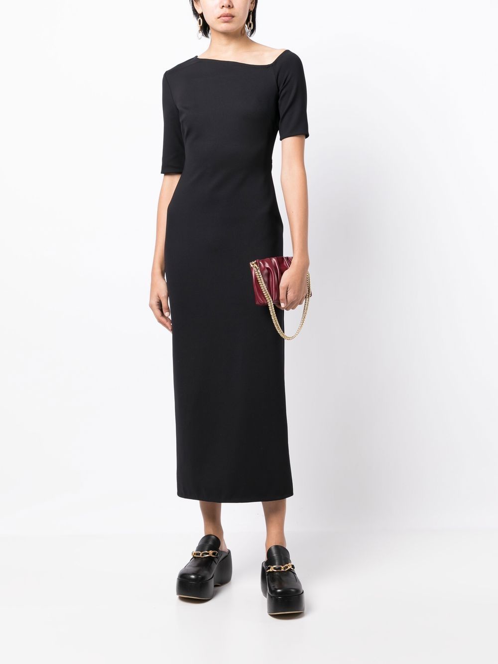 Shop Rosetta Getty Off-the-shoulder Midi Dress In Black