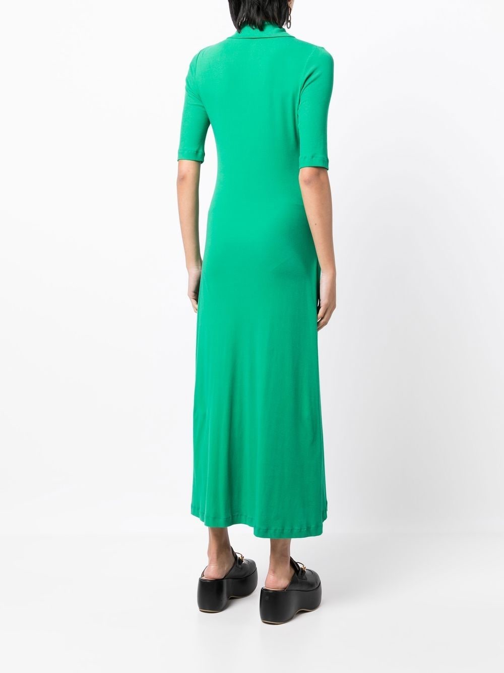 Shop Rosetta Getty Button-placket Polo Midi Dress In Green