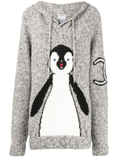 CHANEL 2007 penguin knitted drawstring hoodie Women