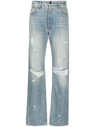 AMIRI ripped-detail straight-leg Jeans - Farfetch