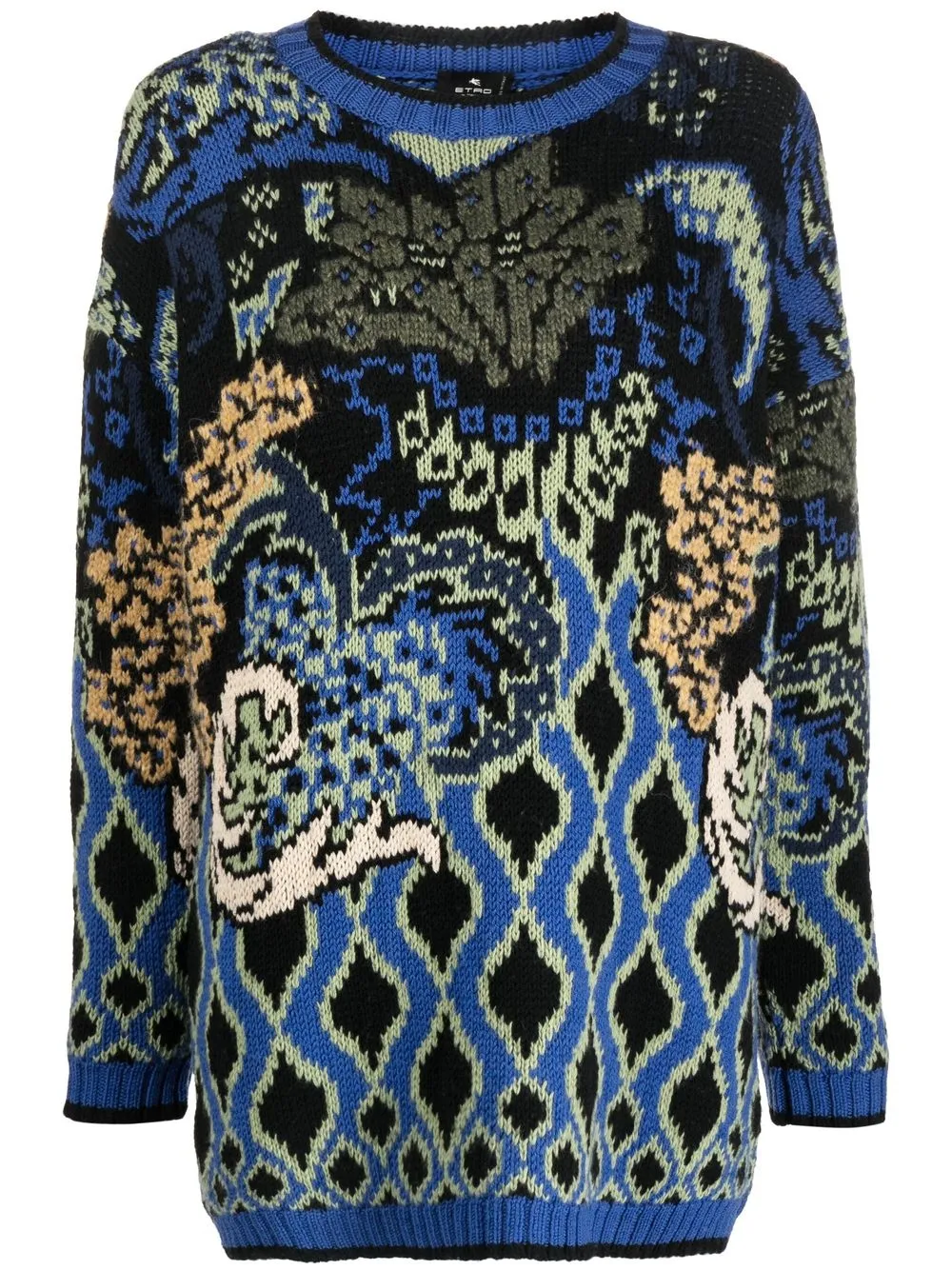 etro pull oversize en maille intarsia - noir