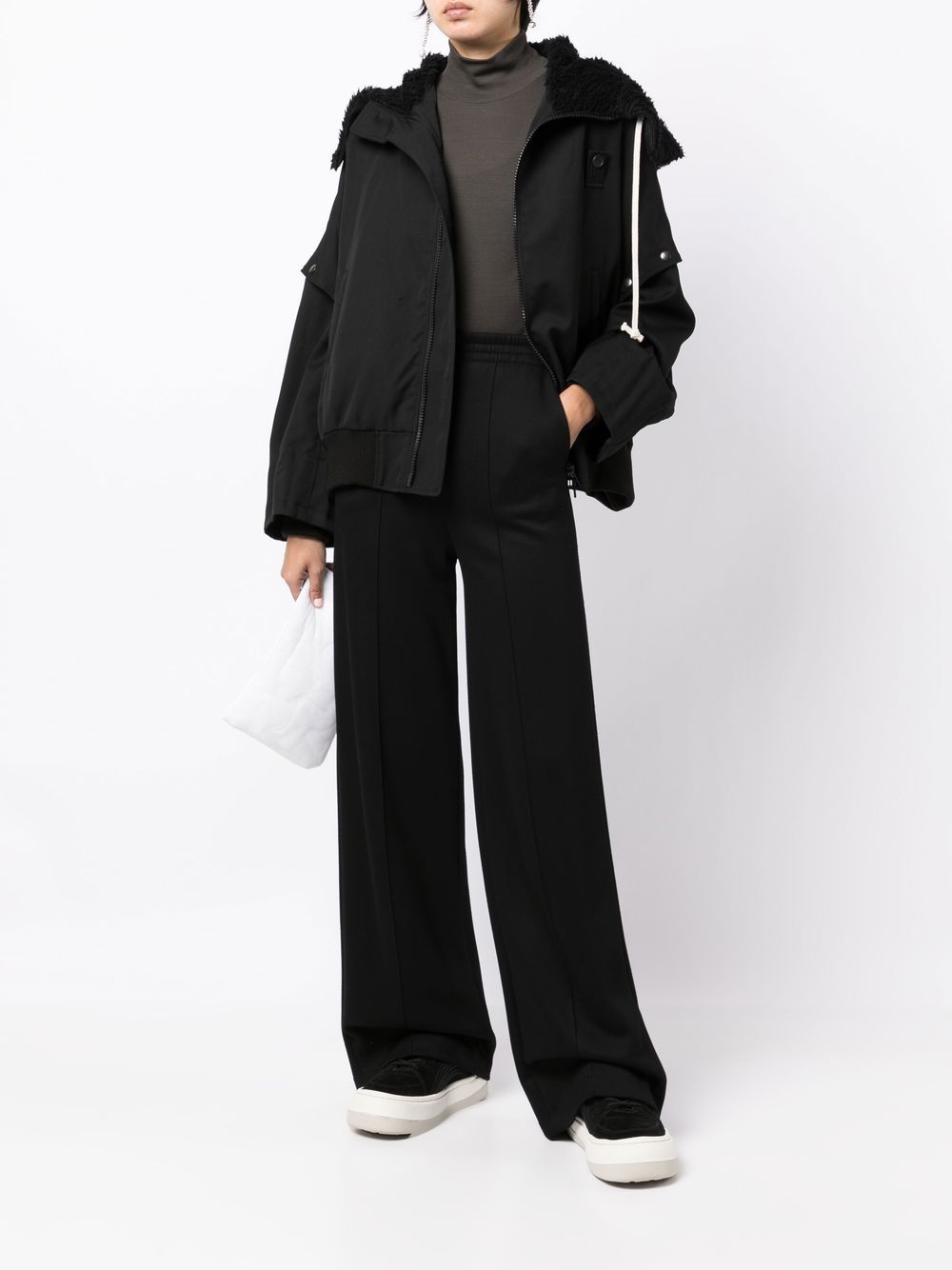Shop Yohji Yamamoto Faux-fur Trimmed Hoodie In Black