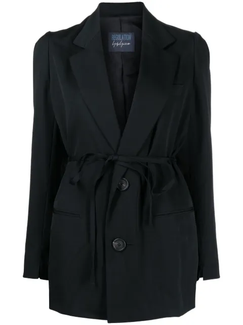 Yohji Yamamoto wool tie-waist blazer
