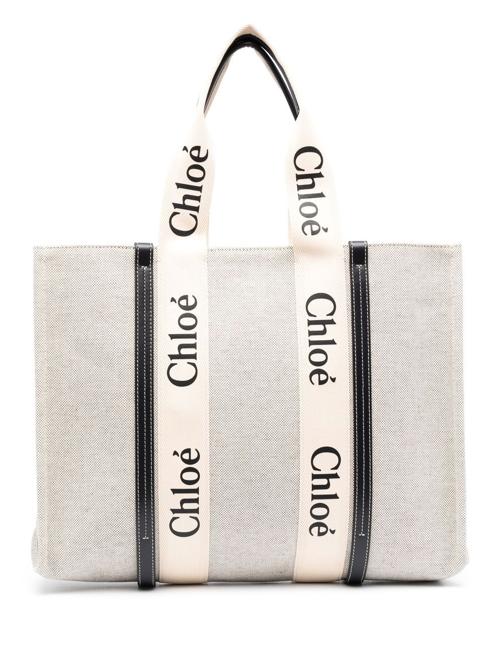 Chloé logo-strap tote bag - 91J WHITE - BLUE 1