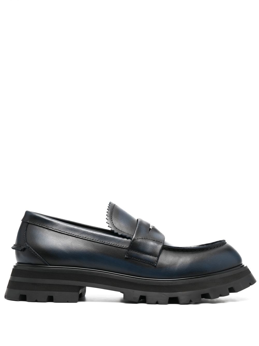 

Alexander McQueen ridged swirl-design leather loafers - Black