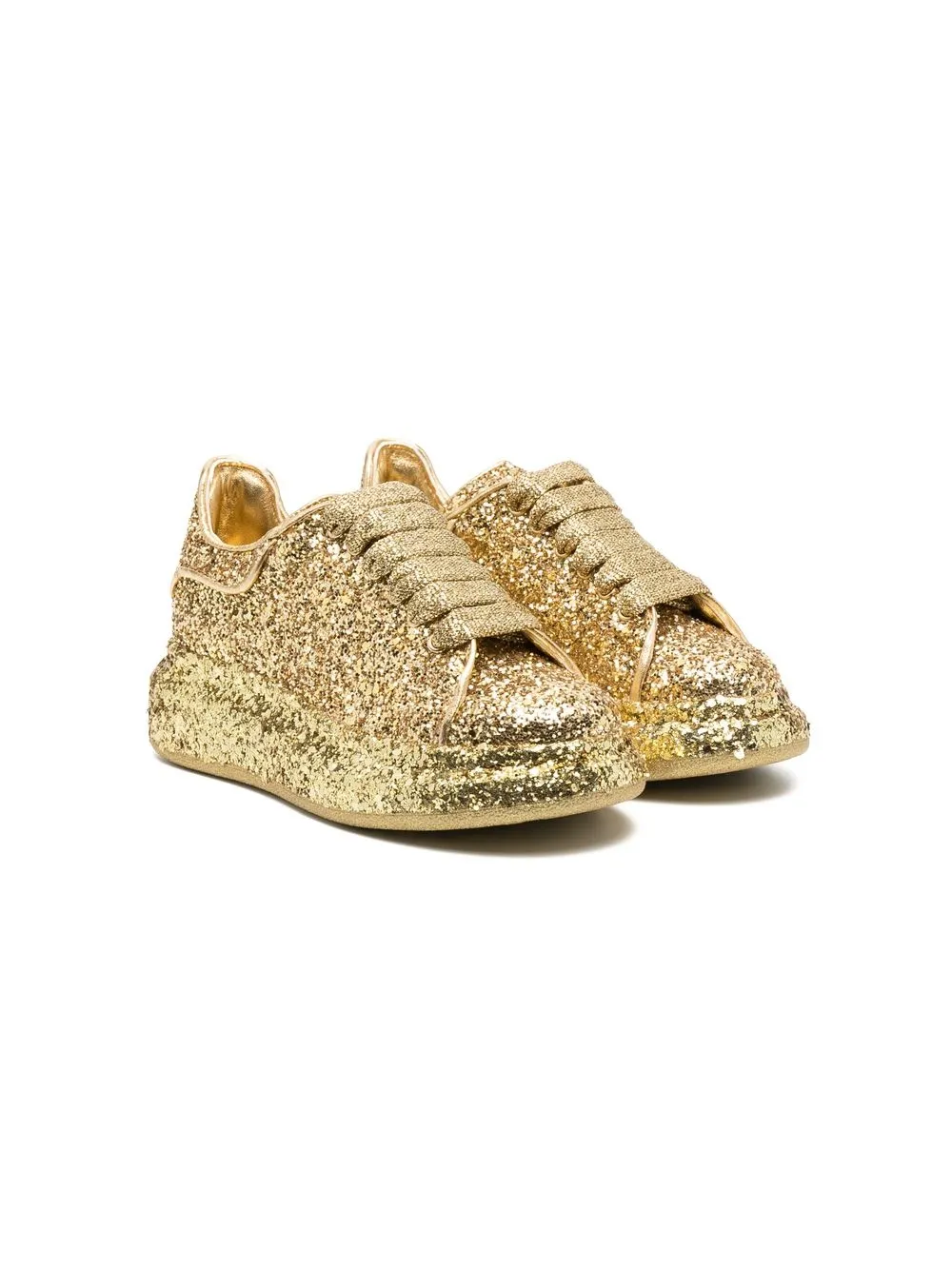 

Alexander McQueen Kids tenis oversize con detalle de glitter - Dorado