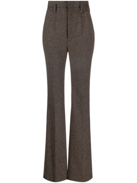 Saint Laurent herringbone-pattern flared trousers