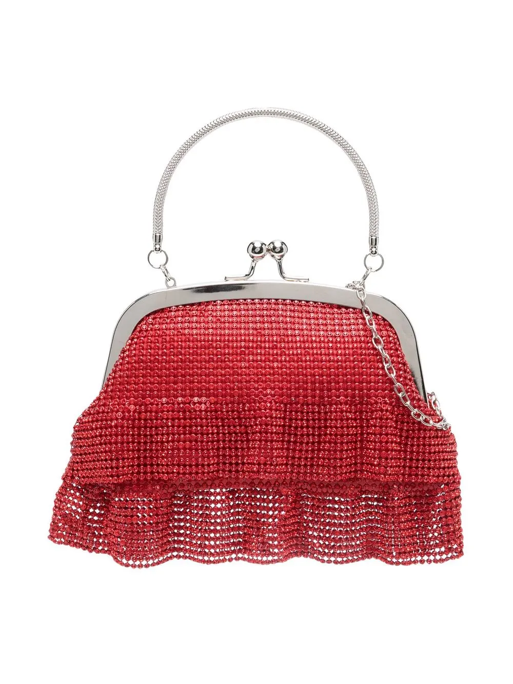 Monnalisa Kids' Crystal-embellished Mesh Shoulder Bag In Red