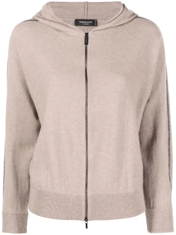 Fabiana Filippi Monili-chain Knitted Zipped Hoodie Fabiana Filippi Monili-chain Knitted Zipped Hoodie