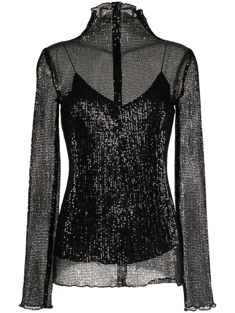 

Rosetta Getty layered sheer-finish sequin top - Black