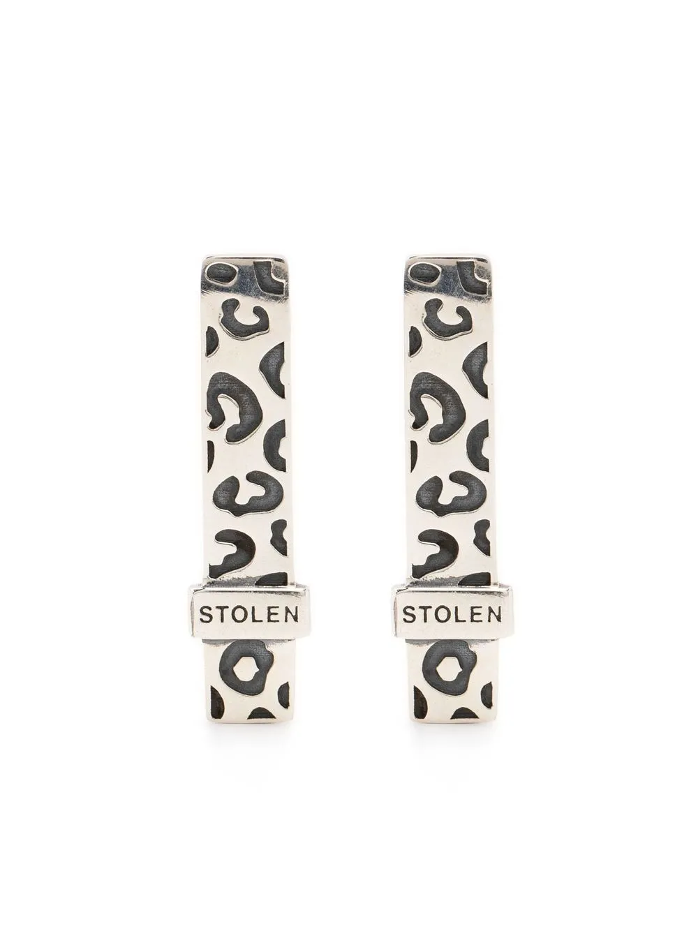 

Stolen Girlfriends Club aretes con motivo de leopardo Tag - Plateado