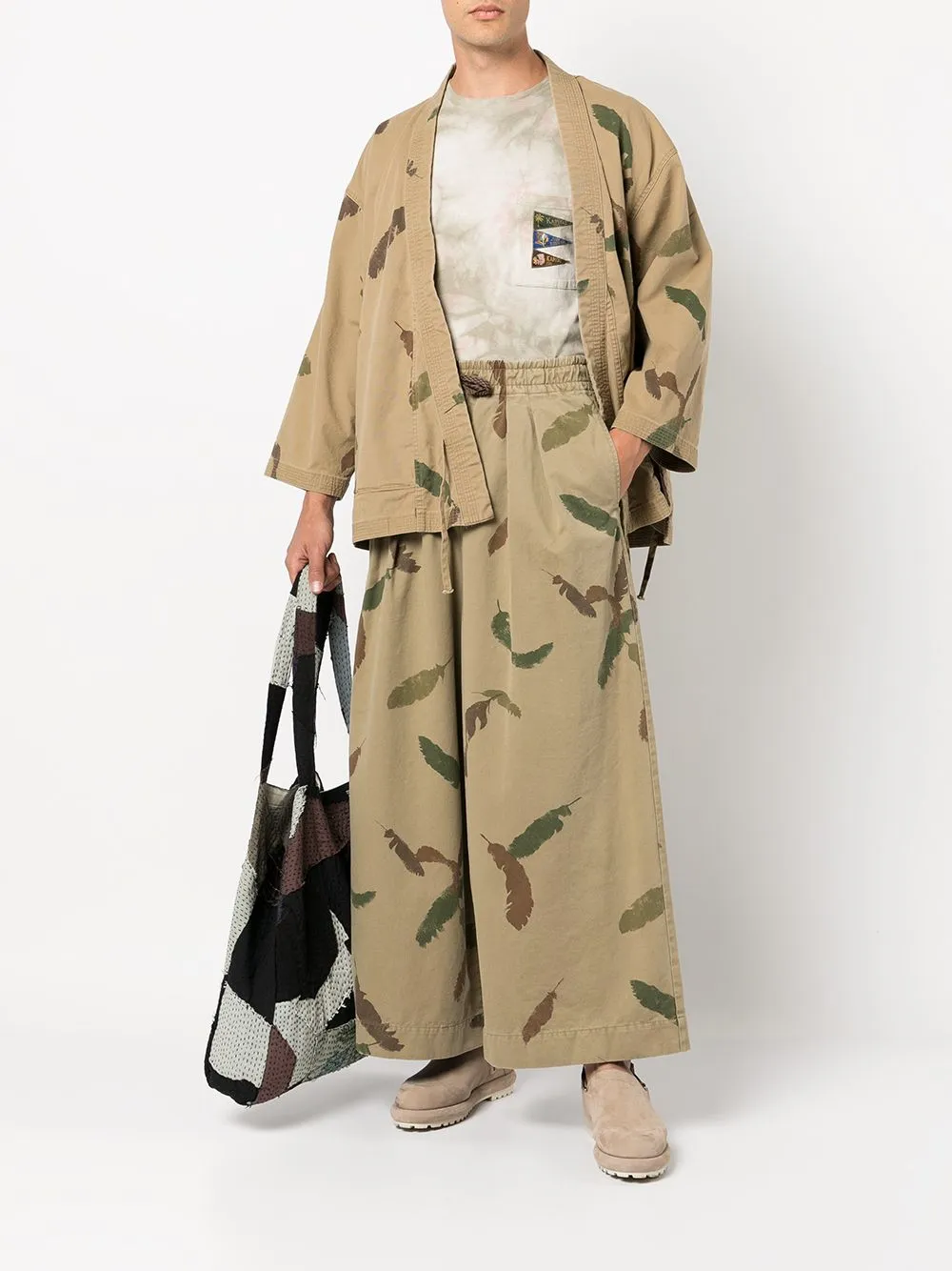 Kapital Camo Rude Buggy Wide-Leg Trousers - Beige