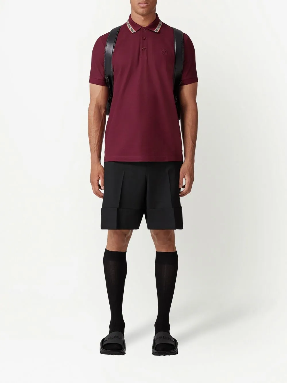 Burberry Poloshirt met gestreepte kraag - Rood