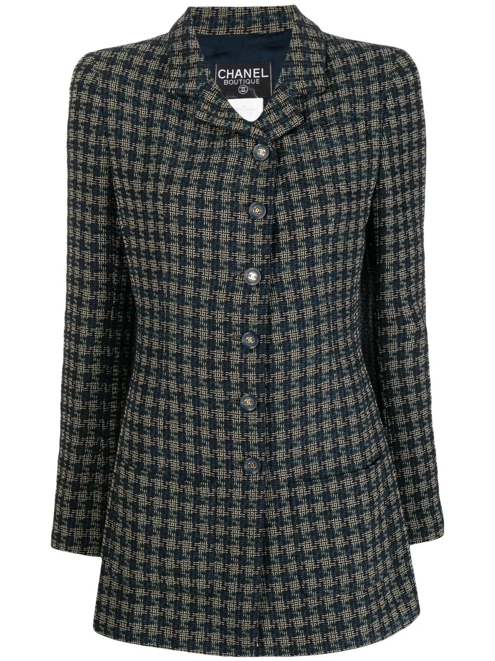 

CHANEL Pre-Owned 1995 tweed wool blazer - Blue