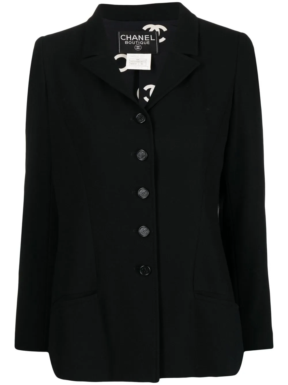 

CHANEL Pre-Owned 1997 logo-buttoned notched lapels blazer - Black
