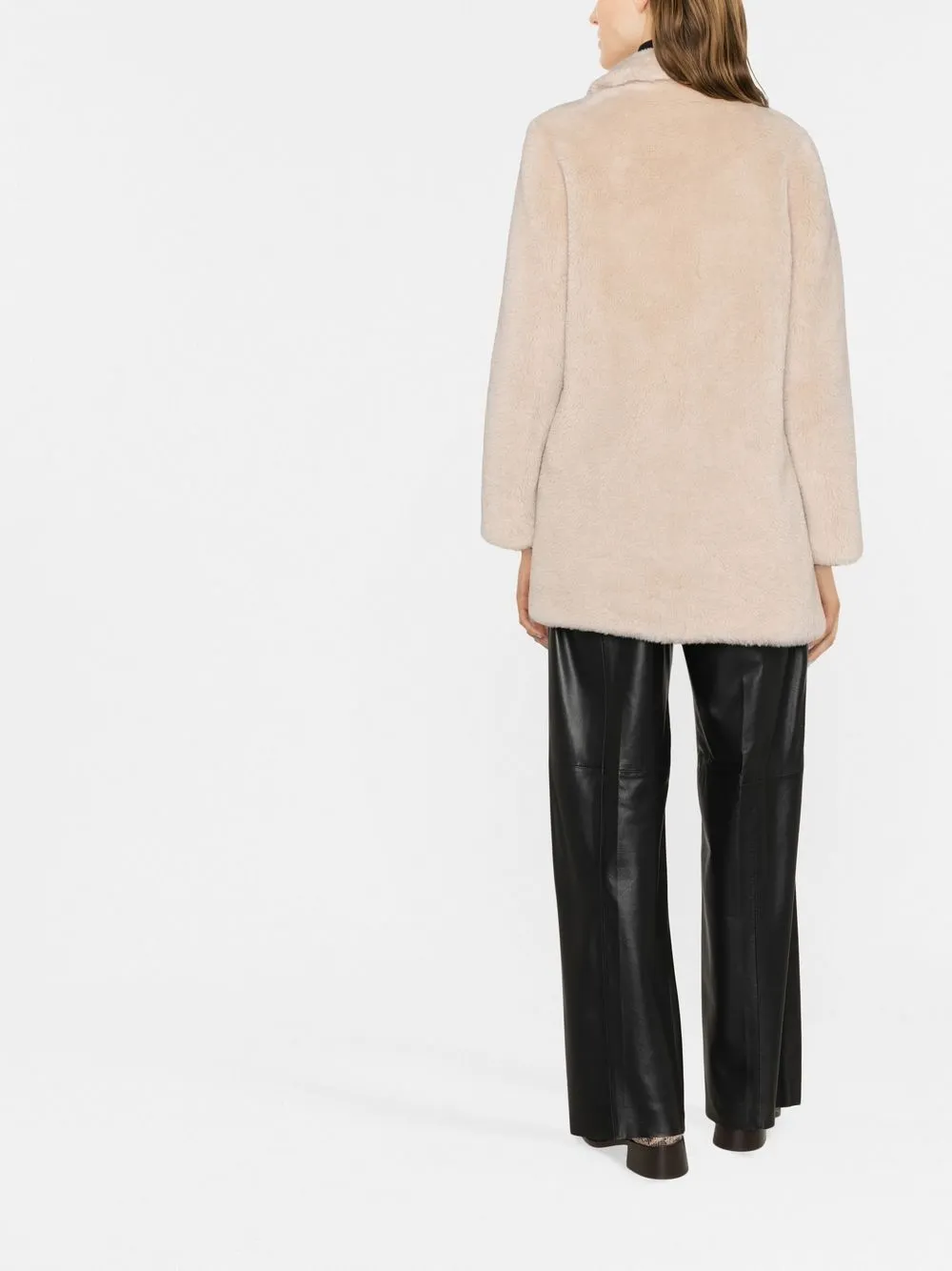 Shearling-Trim Single-Breasted Coat