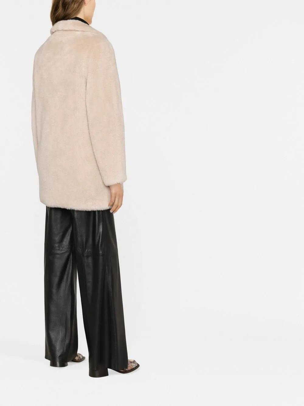 Shearling-Trim Single-Breasted Coat