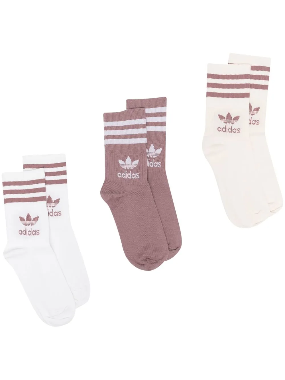 

adidas pack de tres pares de calcetines con logo en intarsia - Marrón