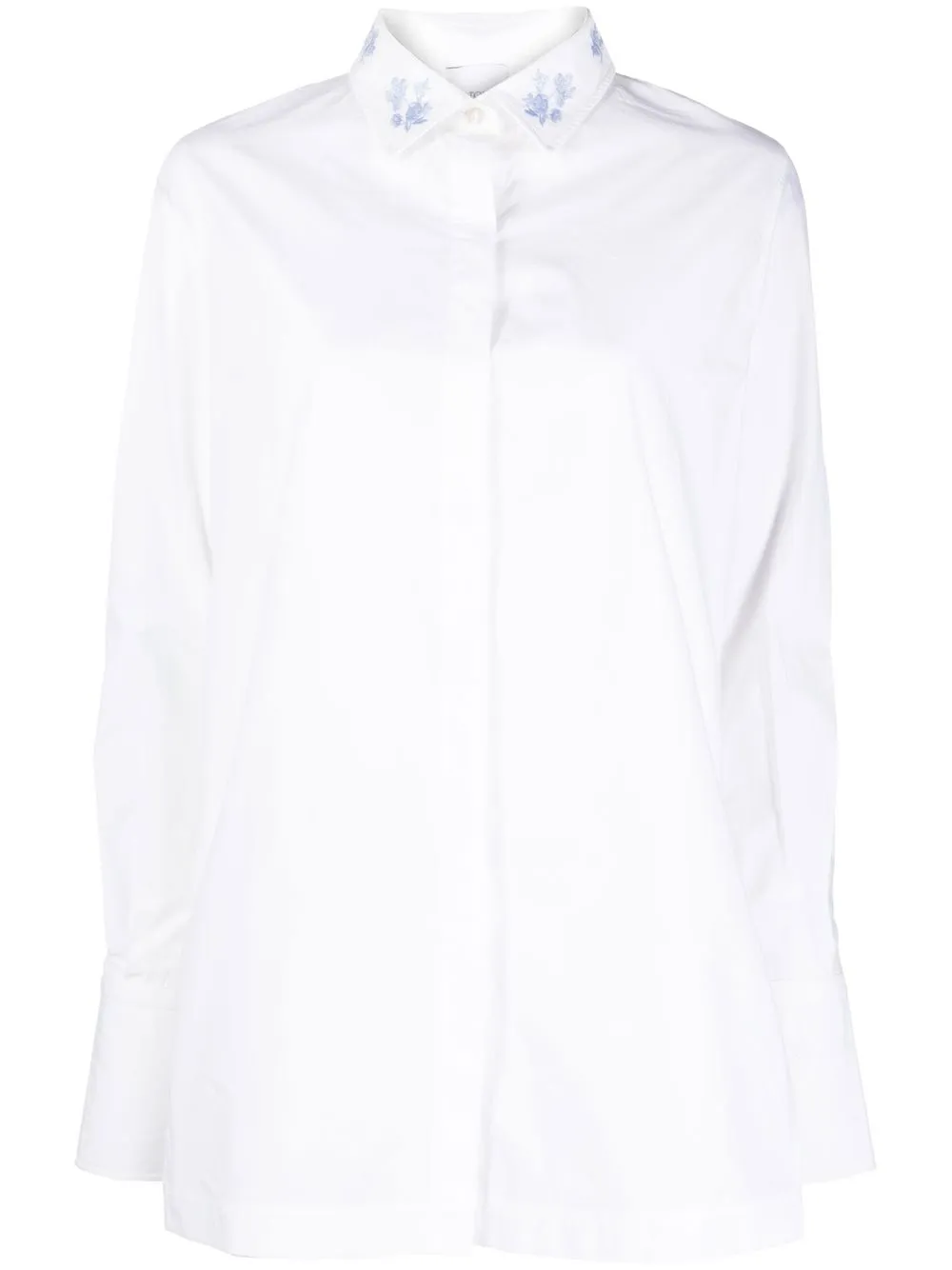 

Patou floral-embroidered long-sleeved shirt - White