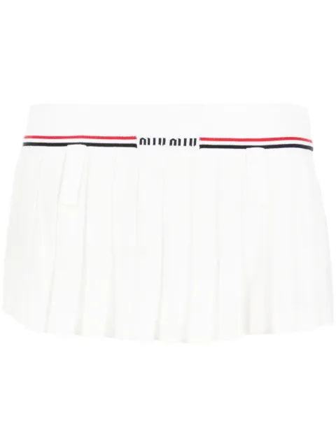 Miu Miu intarsia-logo pleated skirt