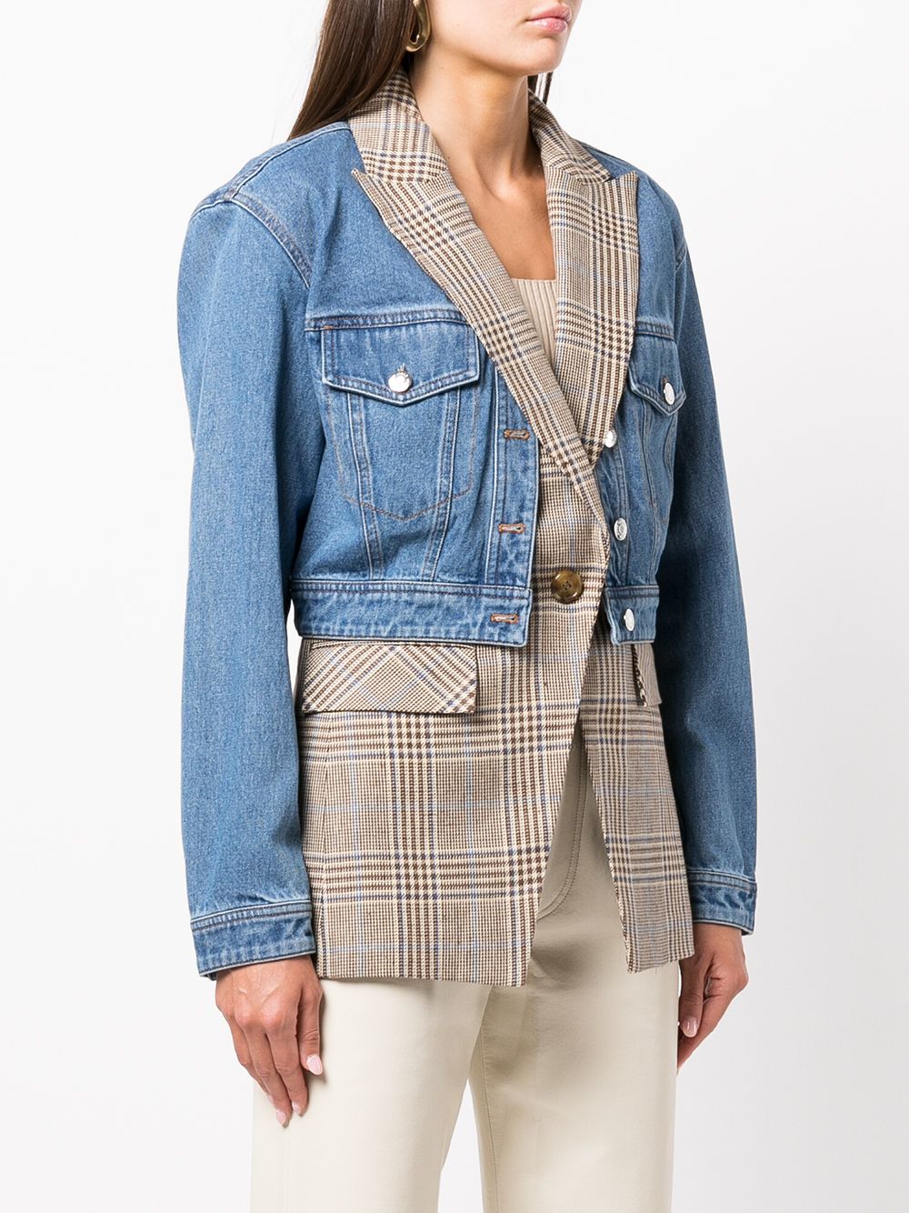 VERONICA BEARD Kimpton checked flannel and denim jacket