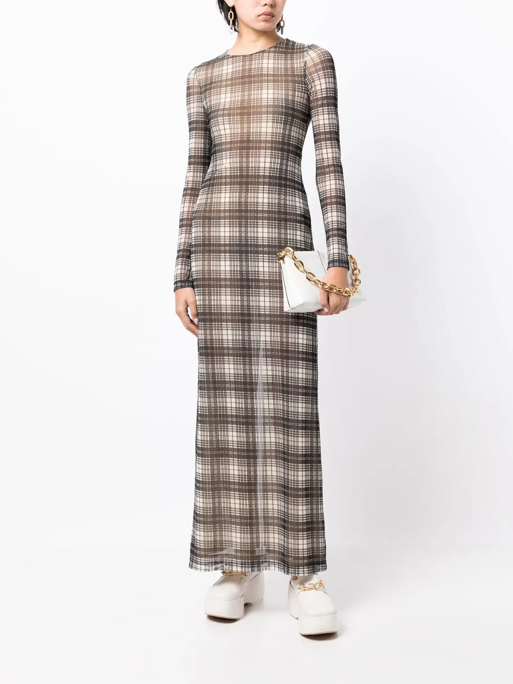 Image 2 of Rosetta Getty plaid-check print maxi dress