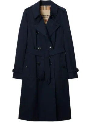 Burberry Kensington Cashmere Trench Coat | Blue | FARFETCH