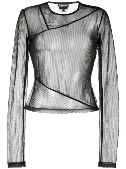 TOM FORD sheer ribbed long-sleeve jersey top