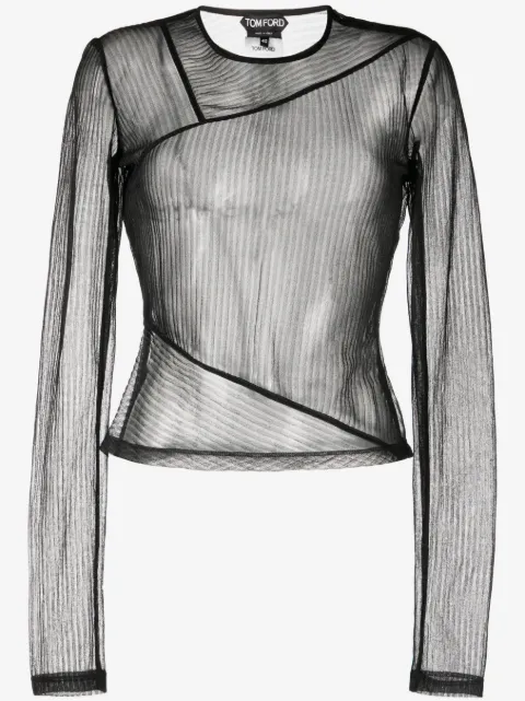 TOM FORD sheer ribbed long-sleeve jersey top