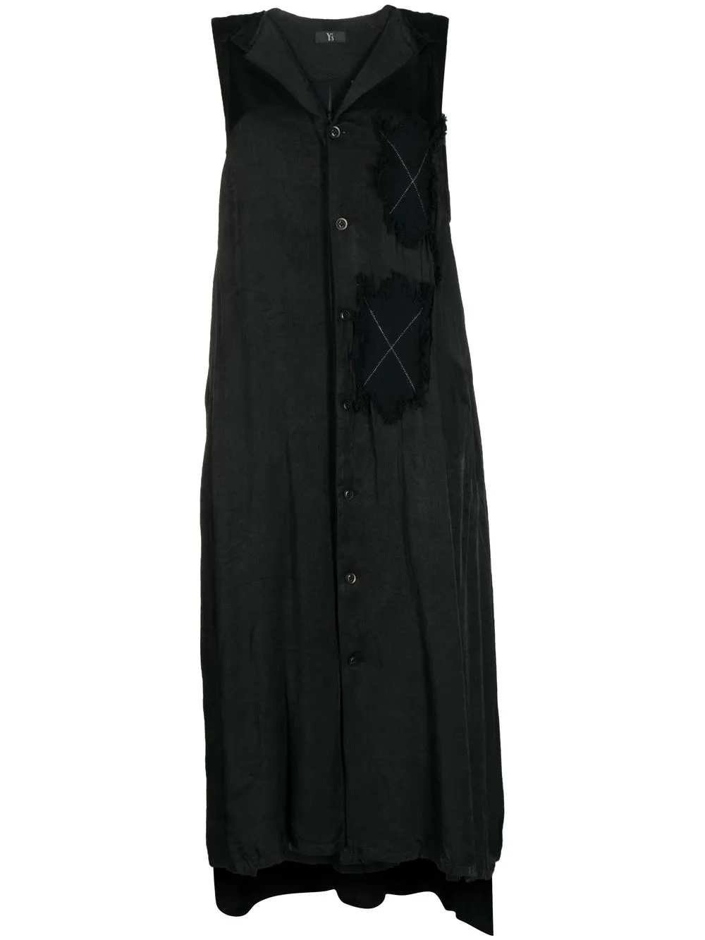 

Y's vestido midi con aplique y cuello en v - Negro