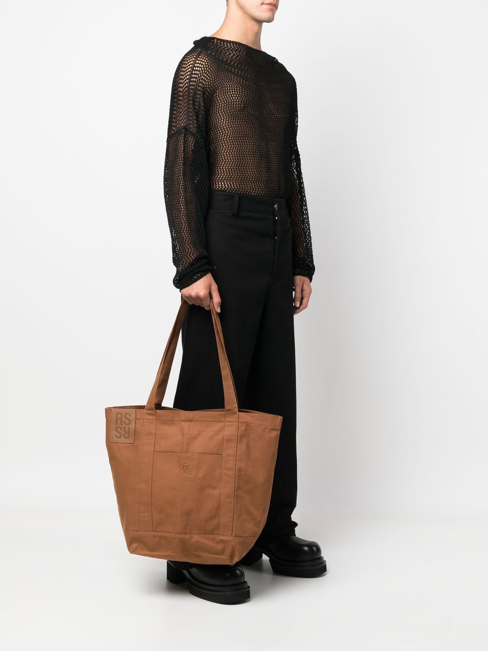 Raf Simons Shopper met logoplakkaat - Bruin