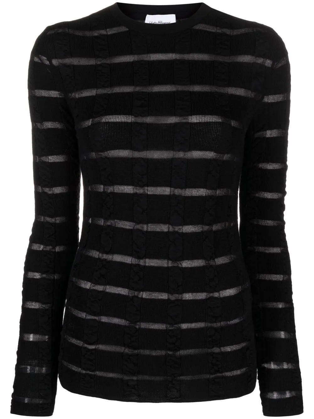 

Salvatore Ferragamo top tejido fino con panel transparente - Negro