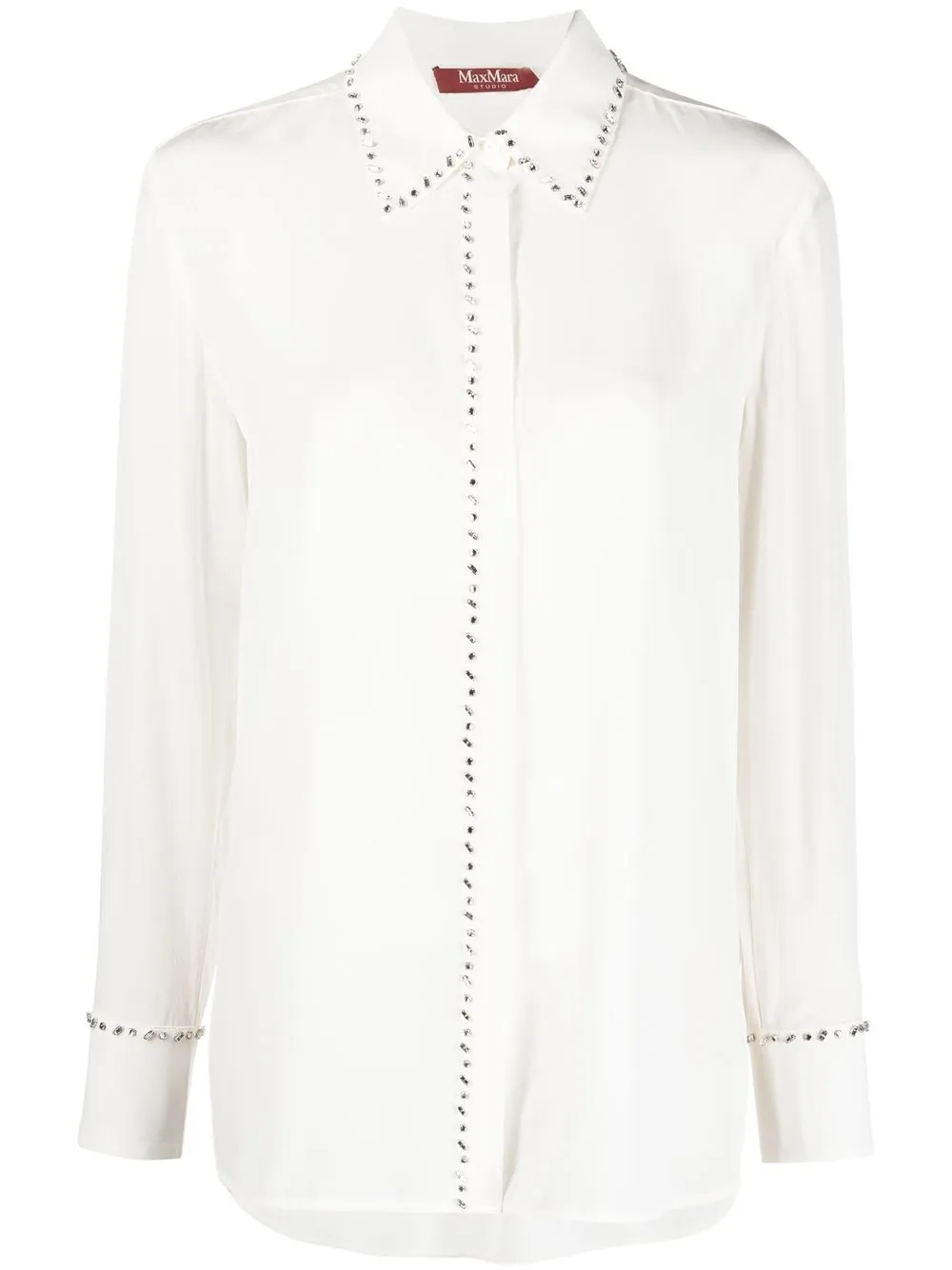 

'S Max Mara crystal-embellished silk shirt - White