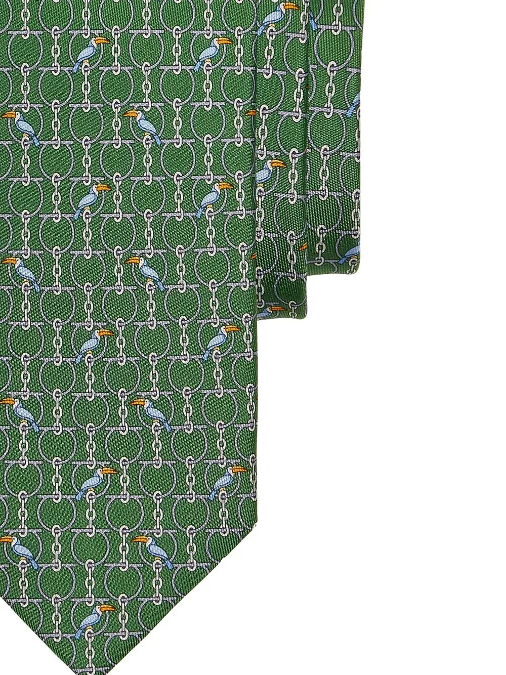 

Ferragamo Toucan-print silk tie - Green