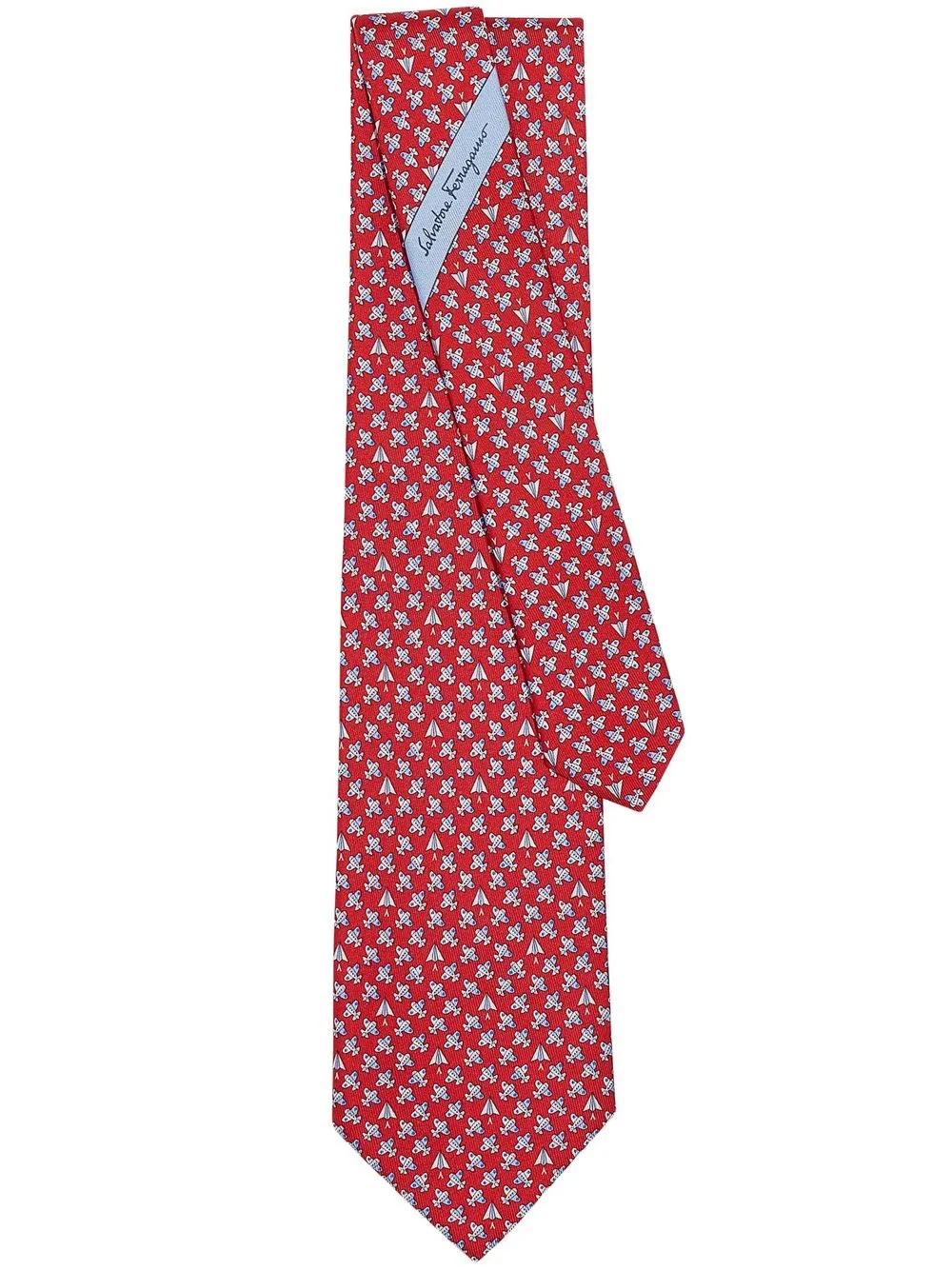 

Ferragamo aeroplane-print silk tie - Red