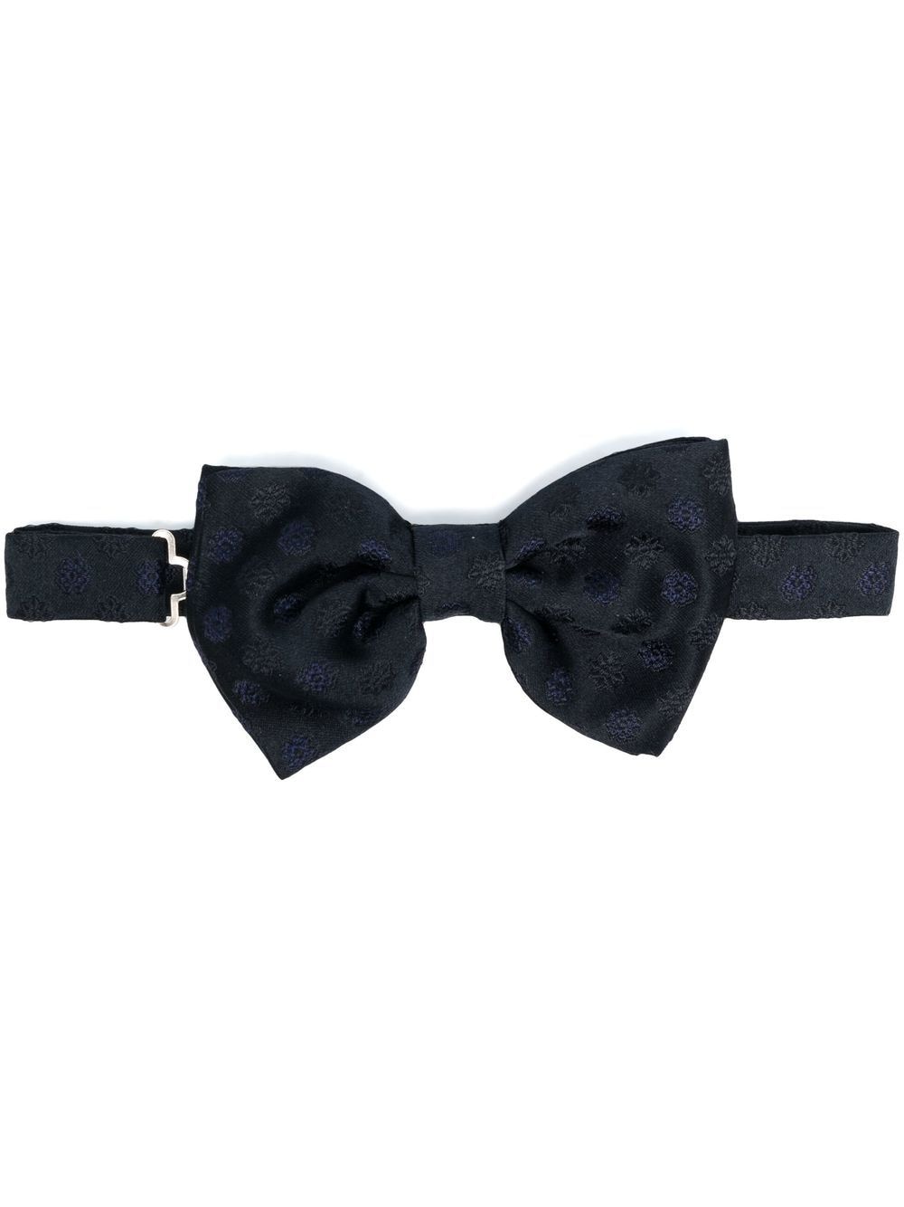 D4.0 Floral-embroidered Silk Bow Tie In 蓝色
