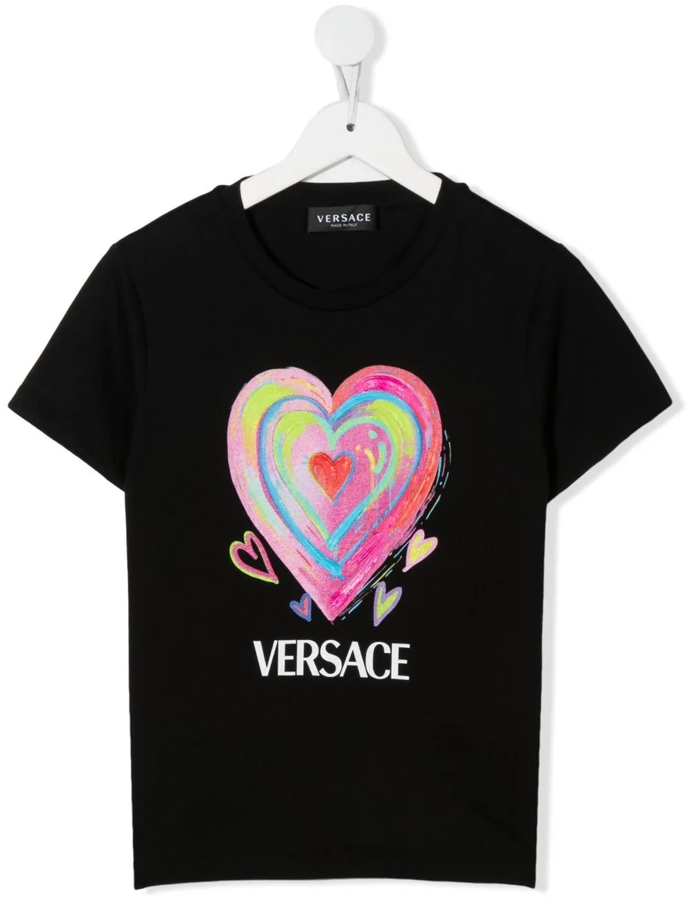 

Versace Kids playera con logo y corazón - Negro