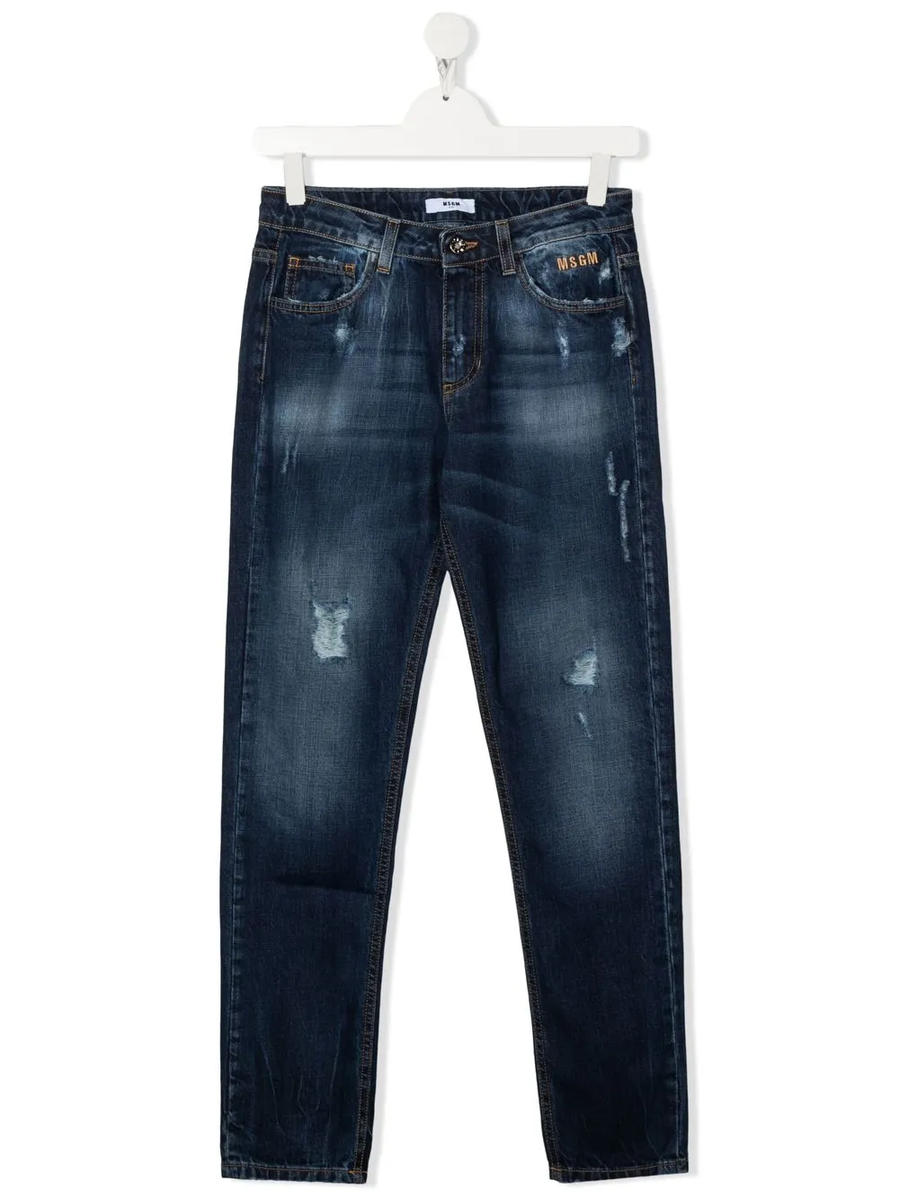 MSGM TEEN DISTRESSED-EFFECT JEANS