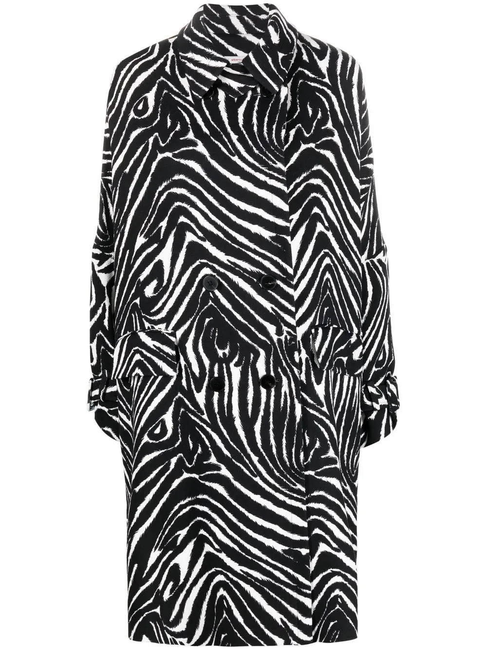 

Alberto Biani oversized zebra-print double-breasted coat - Black