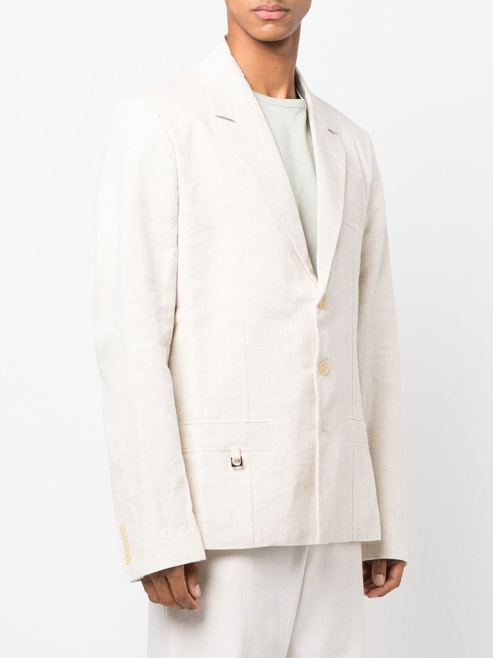 Shop Jacquemus Single-breasted Silk-blend Blazer In Neutrals