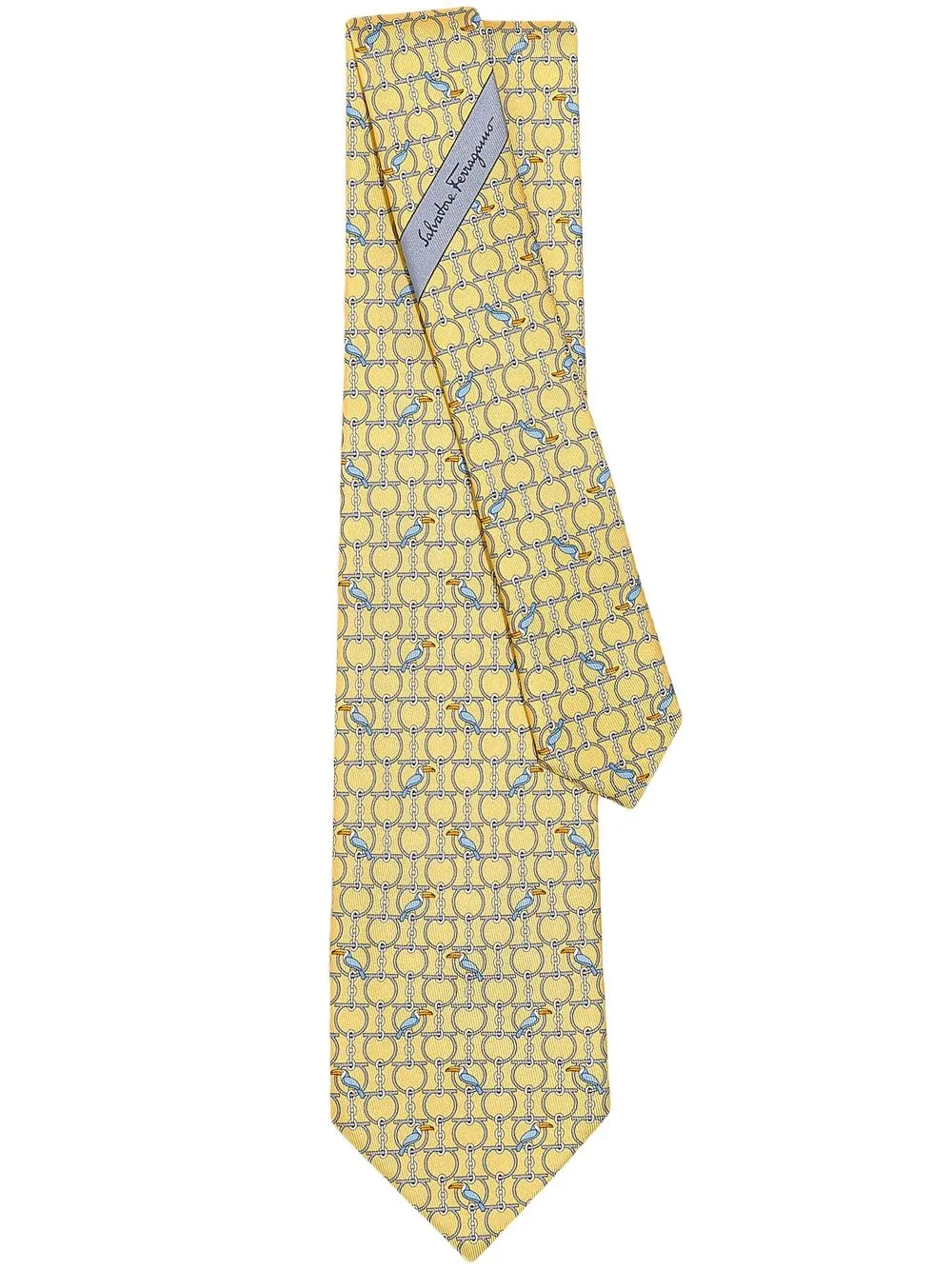 

Ferragamo toucan-print silk tie - Yellow
