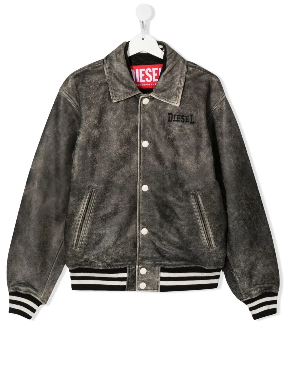 

Diesel Kids TEEN leather bomber jacket - Black