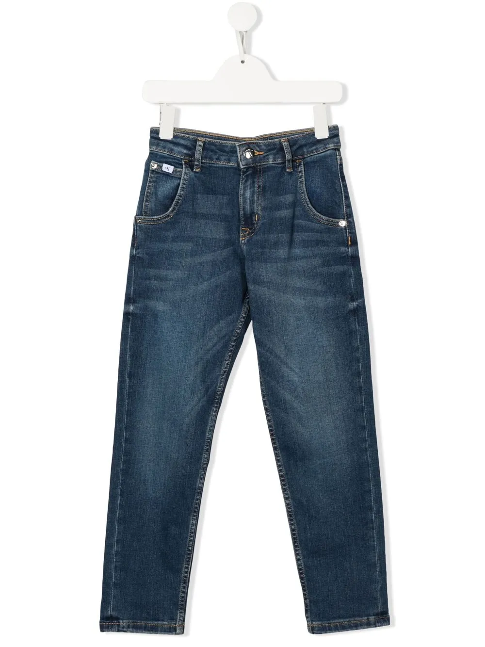 

Calvin Klein Kids logo-patch straight-leg jeans - Blue