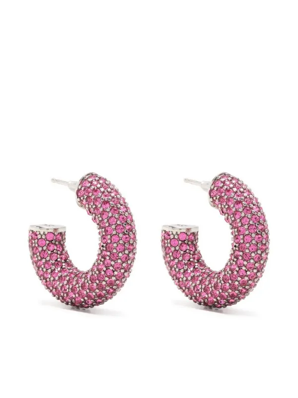 Amina Muaddi Cameron Crystal-embellished Hoop Earrings in Silver