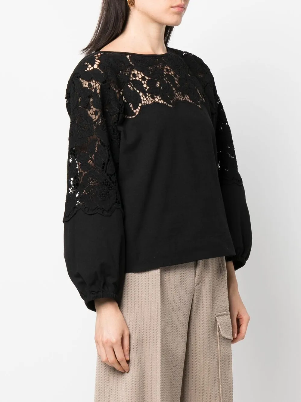 See By Chloé 레이스 패널 스웨트셔츠 Farfetch