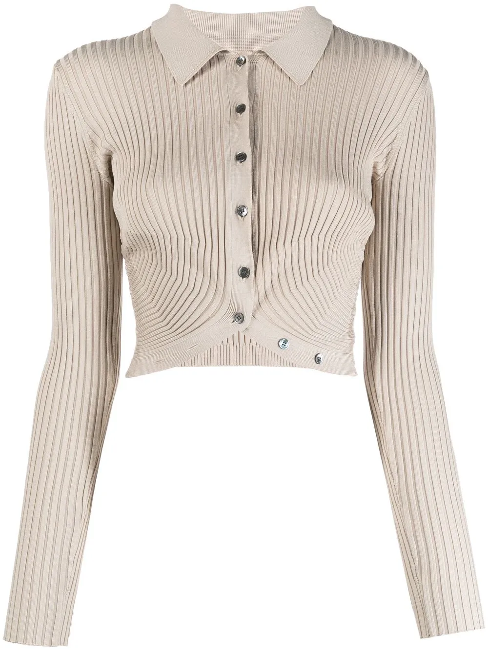 Click to view more detailed imagery on our partner's website Jonathan Simkhai Button-up Ribbed Knitted Top In Neutrals