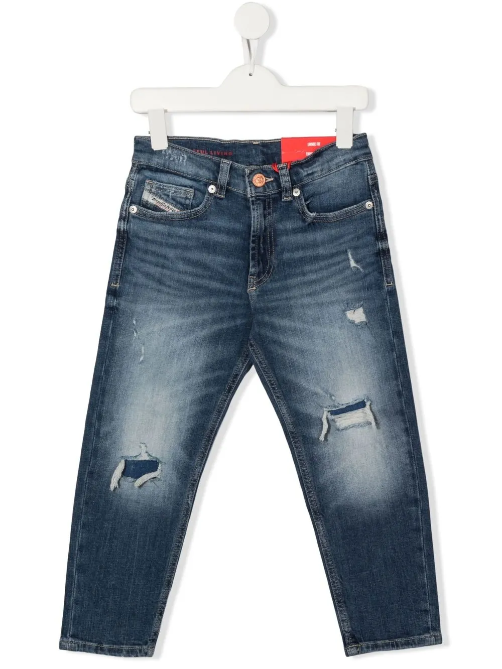 

Diesel Kids jeans con efecto envejecido - Azul
