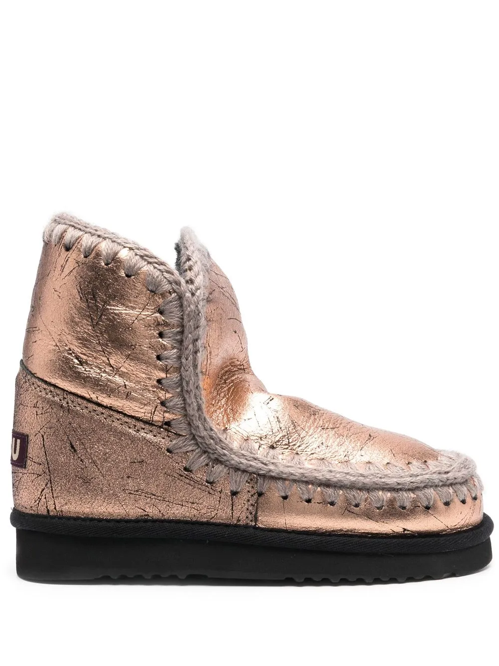 

Mou metallic sheepskin ankle boots - Brown