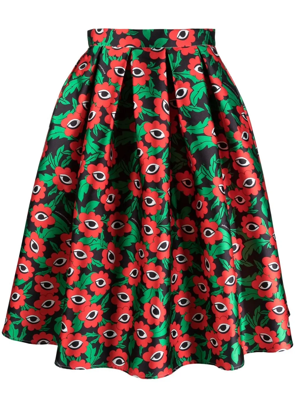 

alessandro enriquez graphic-print satin midi skirt - Black
