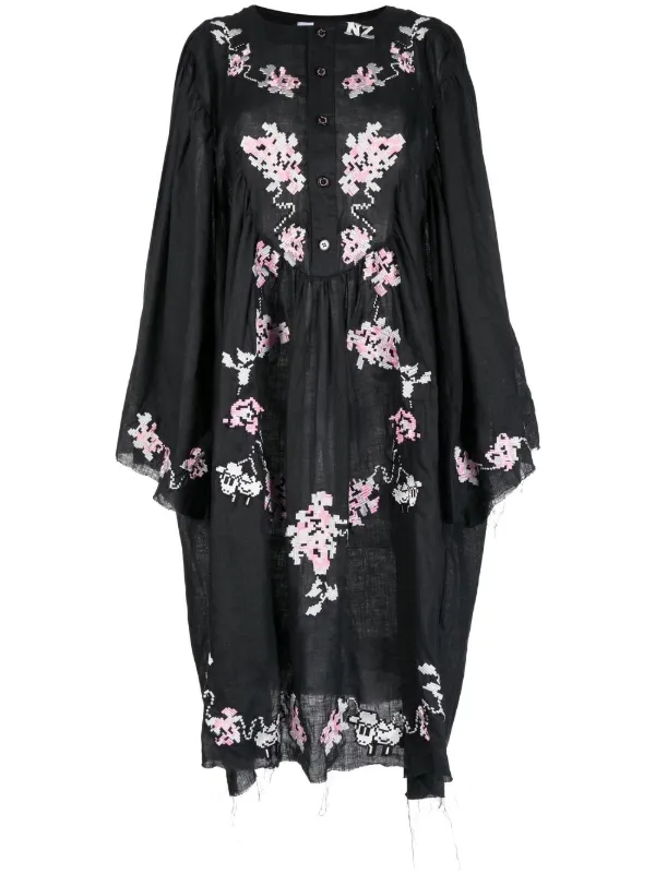green emerald velvet dress Areej Modern Embroidered Dress - Contemporary Elegance